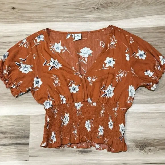 Anthropologie Paper Crane Smocked Blouse Floral Top Women’s Medium - Picture 2 of 4